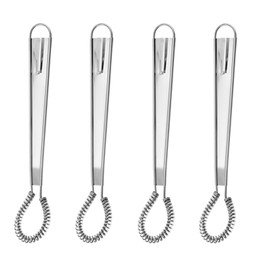4PCS Silver Tool Egg Whisk Stainless Whisk,Egg Beater,Flat Whisk,Kitchen Whisk,Sauce Whisk,Mini Handheld Whisk for Coffee Milk Sauce Foamer Frother