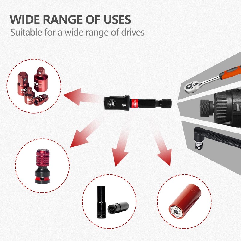 ColumPRO 6PCS Stubby Impact Socket Adapter Set, Hex Shank Impact