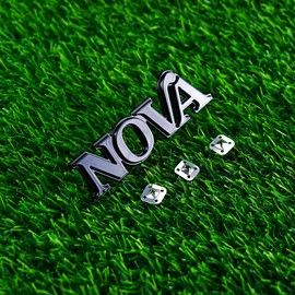 1Pc 1975-1979 Nova Front Fender Emblem 3D Badge Nameplate with mounting Studs 358756 Replacement for Nova (Gloss Black)