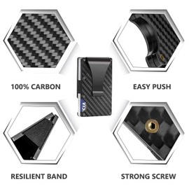 Carbon Fiber Wallet, Money Clip Wallet,Minimalist RFID Blocking Slim Metal Wallet for Men, Black, Minimalist