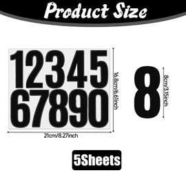 5 Blatt Zahlen Aufkleber, Schwarz Hausnummer Klebend, 0 bis 9 Reflektierende Vinyl Klebebuchstaben Wetterfest für Briefkasten, Postkasten, Hausnummern, Schilder, Mülltonnen