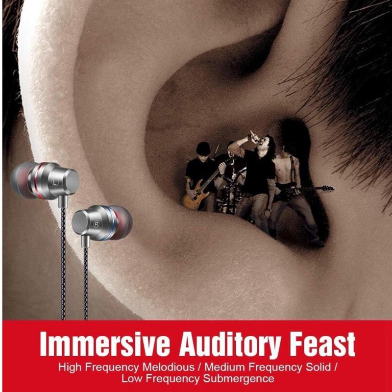 3.5mm Wired Headphone Super Heavy Bass Headset Earphone Stereo Earbuds