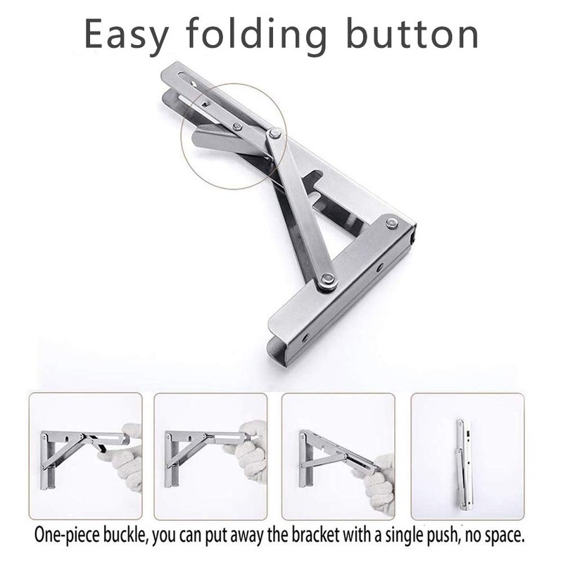 Folding Shelf Brackets, Max Load 300 lb, Heavy Duty Stainless