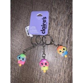 Claire’s popsicle keychains rainbow glitter 3 pc bff best friends