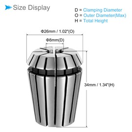 CoCud Spring Collet Chuck, ER-25 Spring Collet 8mm Clamping Diameter, 40Cr Steel Convenient Disassembly Chuck - (Applications: for CNC Engraving Machine Tool)