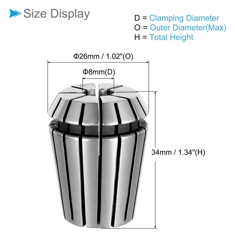 CoCud Spring Collet Chuck, ER-25 Spring Collet 8mm Clamping Diameter,