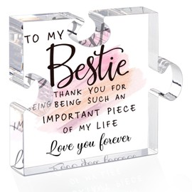Bestie Gifts, Acrylic Puzzle Shape Craft, Standing Plaque Memorial, Friendship Gift for Friends Female, Girlfriends, Best Friend Birthday, Thanksgiving Gift (Bestie)