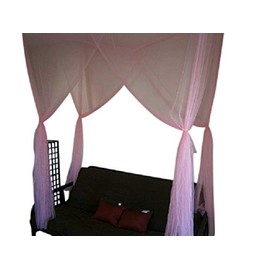 OctoRose Twin Size 4 Poster Bed Canopy Mosquito Net Insect Netting (Pink)