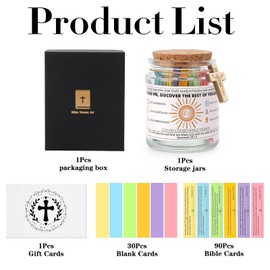 INCOK Christian Bible Verse Jar - 120 PCS Personal Self Growth Self Care Bible Prayer Cards Inspirational Scripture in a Jar(NIV) with Brown Cross Religious Church Bible Study Supplies for Women Men