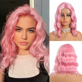 Pink Wigs for Women Short Wave Synthetic Wigs Are Suitable for Daily Wear 14inch