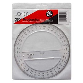 Jakar Quality Protractor 360- Degree 150mm Transparent Clear School Maths 2104