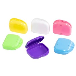 Assorted Retainer Case Box of 12 Dental Storage Container for Aligners, Mouth Guards - Yellow, White, Pink, Green, Purple, Blue