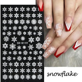 5D Embossed White Snowflake Nail Art Stickers,6 Sheets Engraved Snowflakes Nail Decals Tree Elk Xmas Winter Nail Art Accessories Christmas Nail Designs Adhesive Holiday Nail Sticker for Women Girls
