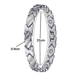 Magnetic Bracelet for Women, Zinc Alloy Bracelet, Adjustable Length Crystals Design Magnetic Wristband, Ladies Bracelets, Crystal Design for Ladies