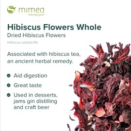 Mimea Mimea Hibiscus Flowers Whole Dried | 1kg | Quality Ingredients | Hibiscus Tea Infusion | Brewing & Distilling