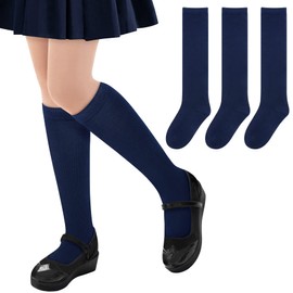 Olreco Navy Blue Socks for Girls Baby Knee High Socks for Girls School Socks Toddler Kids Knee High Socks Kids Baseball Socks