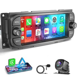 [4G+64G] Car Radio for Dodge RAM 2002 2003 2004 2005 2006, for Jeep Wrangler 2003 2004 2005 2006,Jeep Grand Cherokee 1999-2004, Support Wireless Carplay&Android Auto, 6.8 inch IPS Touchscreen