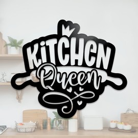 Woparty "Queen Kitchen" Metal Wall Decor - Empowering Sign for Women,Mother’s Day, housewarmings, bridal showers - H 11" × W 12.8"