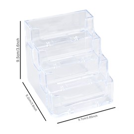 AMANDELIZABE 2 Pack Clear Acrylic Business Card Holder with 4 Pockets for Business Cards with 2 Clear Sleeves for A6 Flying Sheets