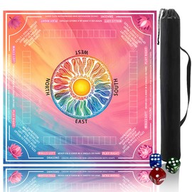 Pittera Mahjong mat for Table/31.5inch/American Mahjong Table Cloth with Rules mats withDrawstring Bag, Noise ReductionAnti-Slip Game mat for Table, forMahiona/PokerBoard Games/Card Games/Dominoes