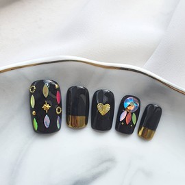Black Point Handmade Nail Tips - Almond / 블랙 포인트 수제 네일팁 - 아몬드