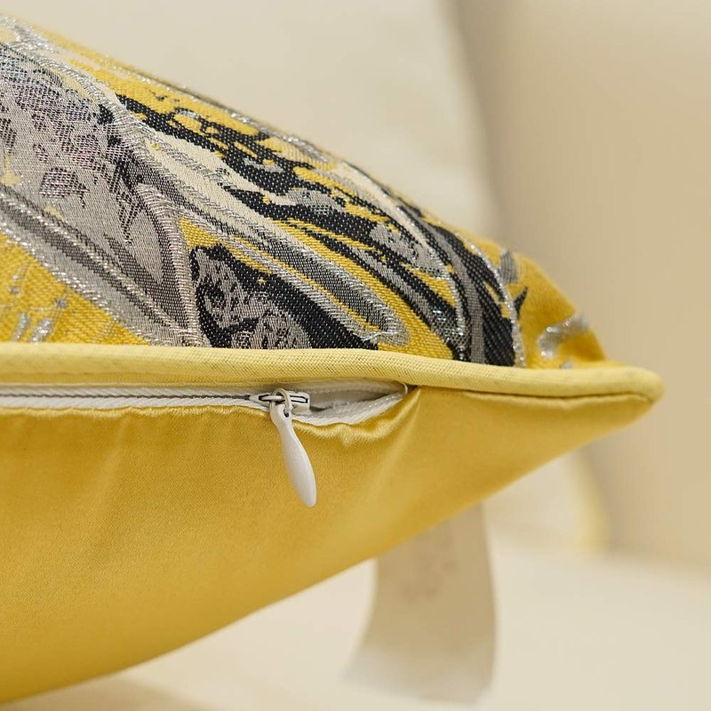 Avigers Square Cushion Covers High Precision Jacquard Modern Yellow White