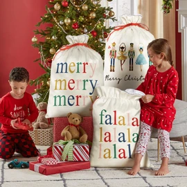 Horaldaily 3-Pack Bags - 16x20 Inch Merry Christmas Falala Stocking Storage Sacks for Presents