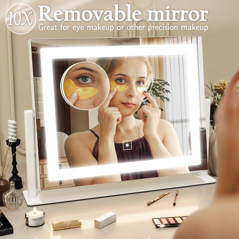 ROLOVE 16x12 Inch Vanity Mirror with Lights, Lighted Makeup Mirror