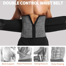 KIWI RATA Mens Workout Waist Trainer Corset Neoprene Sauna Sweat Trimmer Cincher Belt Extra Belly Compression Belts