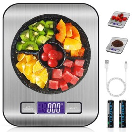 DQST Bascula Digital Cocina, Báscula para Alimentos, Utilizable con Carga USB y Batería (incluida), con Pantalla LCD, 10 kg / 22 lbs, Precisión de 1 g, Una Bascula Gramera Imprescindible en la Cocina.