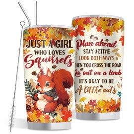 Goiicoln Squirrel Coffee Tumbler, 20 Oz Stainless Steel Squirrels Tumbler with Lid and Straw, Unique Birthday Squirrel Gifts for Squirrel Lover, Squirrel Gift for Women, Travel Fall Tumbler