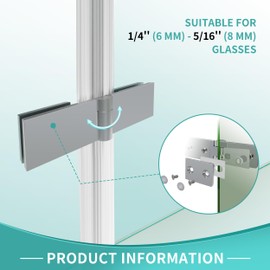 i-Homare Heavy Duty Solid Brass Glass Door Hinges,Shower Room Accessories Glass Shower Door Hinges, (230 Degree) (Polished Chrome)