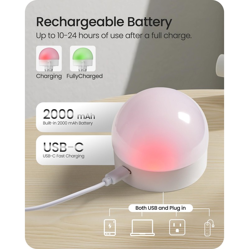 GOEBLESON Rechargeable Light Bulbs with Remote Control 4 Packs, Battery