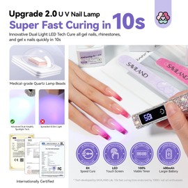 SAVILAND Silver U V Light for Gel X Nails: Handheld 12W 8X Speed Flash Curing Nail Lamp with Dual Timer & Touch Screen & LCD Display Screen Portable 400 mAh LED Nail Dryer for Gel Polish Nail Art Home