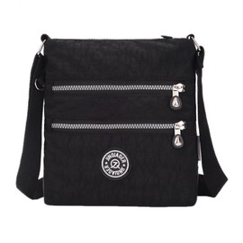 JINQIAOER Shoulder Bag, Women's, Vertical, Cross-body Bag, Men's, Lightweight, Nylon, Large Capacity, Vertical, Crossbody Bag, 3 Colors (Black)