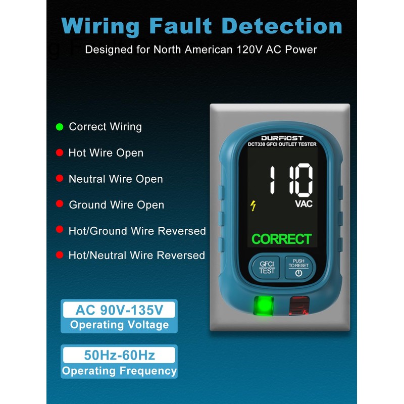 DURFICST Circuit Breaker Finder Tool with Electrical GFCI Outlet Tester,