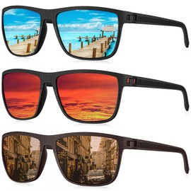 KALIYADI KALIYADI Polarized Sunglasses Men, Lightweight Mens Sunglasses Polarized UV Protection Driving Fishing Golf (Ice Blue/Red/Brown)