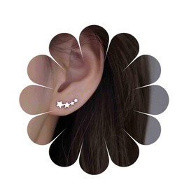 Yheakne Boho Star Ear Climber Earrings Silver Cluster Star Ear Crawler Earrings Vintage Star Climbing Earrings Tiny Cz Ear Sweep Earrings Jewelry for Women and Girls