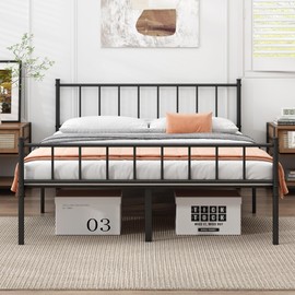 DIIYIV Queen Bed Frame-Classic Metal Platform Bed Frame,Mattress Foundation with Steel Slat Support,Under Foundation Storage,No Box Spring Needed, Easy Assembly, Queen Size