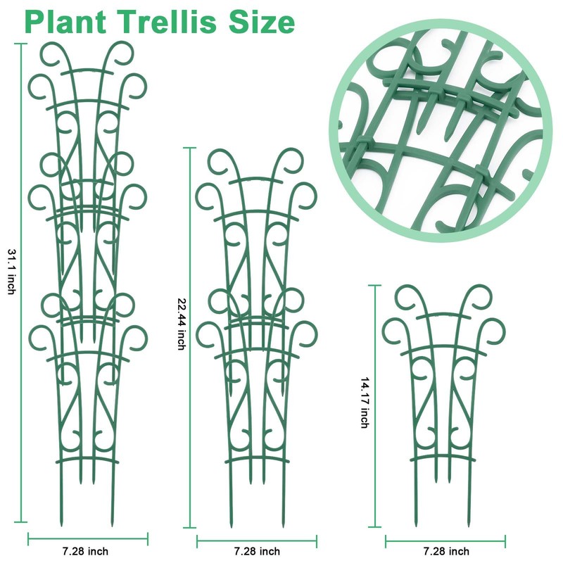 Qaobo Plant Trellis for Potted Plants 4 Pack Stackable Indoor