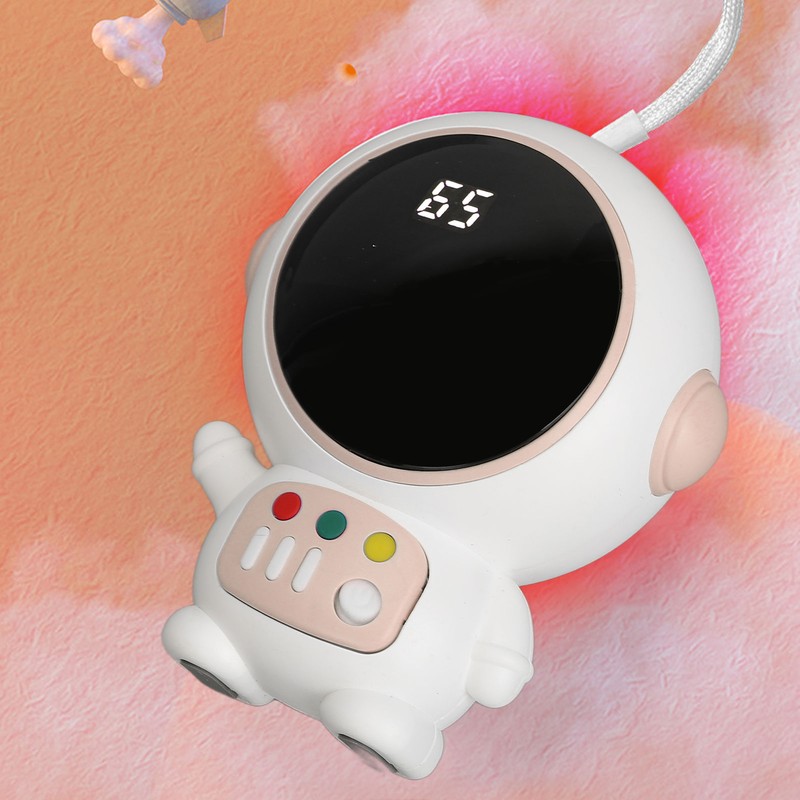 Astronaut Shaped Cute Hand Warmer Digital Display USB Rechargeable 2