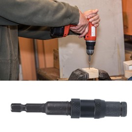 Self Locking Bit Extension Rod, Metal Material Impact Tough Quick Release Bit Holder for Extension Rod for Impact Hole Saw(Black)