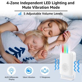 GreenCycle Motion Sensor Doorbell, Door Chime, Bussiness Entry Doorbell, Entry Alert for Home,Caregiver Reminder for Elderly, 17 Tunes 900ft Long Range - LED Indicator & Vibration 2 Sensors 1 Alarm