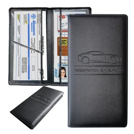 Premium Car Registration and Insurance Holder,Black Registration Insurance Card Holder,Glove Box Organizer Makes Your Documents In Order.