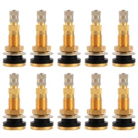 ST Shengtuo 10 Piece TR618A Metal Valve Stems for Agricultural Equipment. Fits 0.618''+0.0157'' Valve Hole Dia, Length 1.99'', Brass Colour