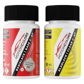 MOTIONCOLORS Platinum Metallic GE für Triumph Motorrad Motorradlack Lackstift Set Basislack und Klarlack je 50ml