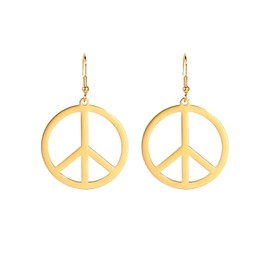 Peace Sign Dangle Earrings for Women Stainless Steel Hippie Style Peace Geometric Earring Jewelry Accessories for 60s or 70s (gold)