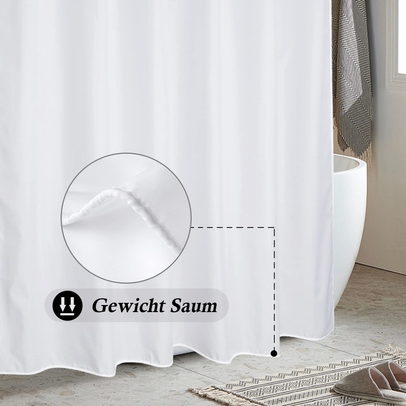 Extra Wide Shower Curtain, 300 x 200 cm, Textile Fabric,