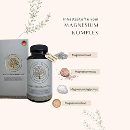 JONI MED •VOM FACHARZT EMPFOHLEN• Magnesium Komplex - 90 Kapsel elementares Magnesium hochdosiert 400mg pro Kapsel - Magnesiumcitrat, Magnesiumoxid, Magnesiummalat, Magnesiumbisglycinat, vegan