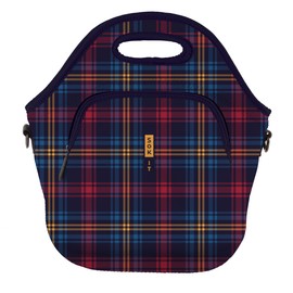 Sok It Lunch Tote Zippered Bag Insulated Neoprene Caddy (Tartan Royale, Large Neoprene Lunch Tote)